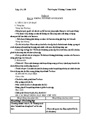 Kế hoạch bài dạy Tin Học 3 - Tuần 14, Bài 14: Thông tin trên Internet - NH 2024-2025 (Ngô Thị Kiều Hằng)