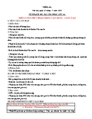 Kế hoạch bài dạy Tổng hợp các Khối Tiểu Học Môn: TNXH, Âm Nhạc, Công Nghệ - Tuần 12 NH 2024-2025 (Nguyễn Thị Thanh Hải)