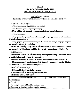 Kế hoạch bài dạy Tổng hợp các Khối Tiểu Học Môn: TNXH, Âm Nhạc, Công Nghệ - Tuần 1 NH 2024-2025 (Nguyễn Thị Thanh Hải)