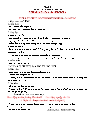 Kế hoạch bài dạy Tổng hợp các Khối Tiểu Học Môn: TNXH, Âm Nhạc, Công Nghệ - Tuần 8 NH 2024-2025 (Nguyễn Thị Thanh Hải)
