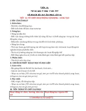 Kế hoạch bài dạy Tổng hợp các Khối Tiểu Học Môn: TNXH, Âm Nhạc, Công Nghệ - Tuần 16 NH 2024-2025 (Nguyễn Thị Thanh Hải)