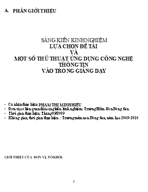 SKKN Ứng dụng công nghệ thông tin vào trong giảng dạy NH 2009-2010 (Phạm Thị Minh Hiếu)