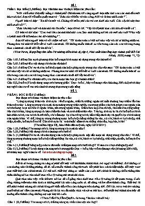 15 Đề luyện tập phần Đọc hiểu môn Ngữ văn THCS (Có đáp án)