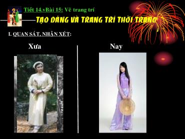 Bài giảng Mĩ thuật 9 - Bài 19: Vẽ trang trí Tạo dáng và trang trí thời trang - Trường THCS Thái Sơn