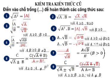 Bài giảng Toán 9 (Đại số) - Ôn tập chương I. Căn bậc hai và căn bậc ba - Trường THCS Thái Sơn