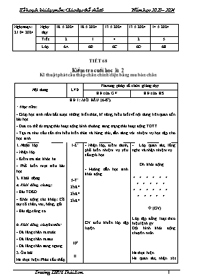 Kế hoạch bài dạy Giáo dục thể chất 6 - Tiết 68-70 - Năm học 2023-2024 - Trường THCS Thái Sơn