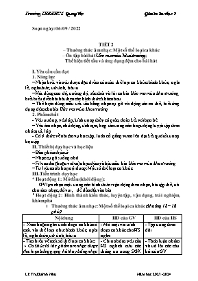 Giáo án Âm nhạc 7 - Tuần 2 - Năm học 2023-2024 - Lê Thị Quỳnh Như