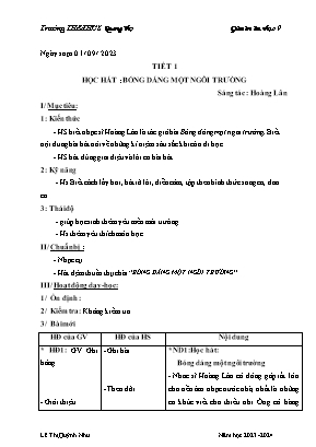 Giáo án Âm nhạc 9 - Tuần 1 - Năm học 2023-2024 - Lê Thị Quỳnh Như