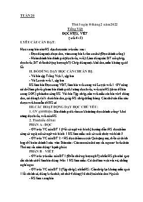 Giáo án các môn học Khối 1 - Tuần 20 - Năm học 2021-2022 - Nguyễn Thị Trang