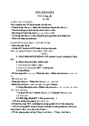 Giáo án các môn học Lớp 1 - Tuần 13 - Nguyễn Thị Thanh Mai