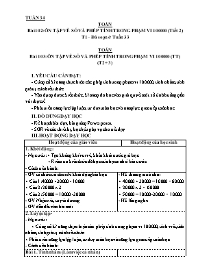 Giáo án các môn học Lớp 3 - Tuần 34 - Nguyễn Thị Tuyết Hồng