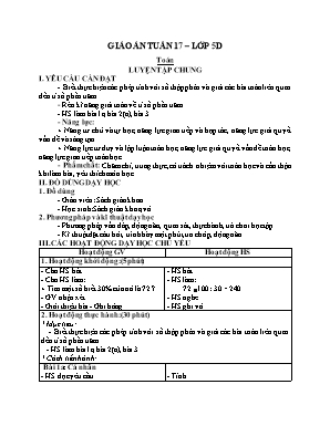 Giáo án các môn học Lớp 5 - Tuần 17 - Lê Thị Liễu