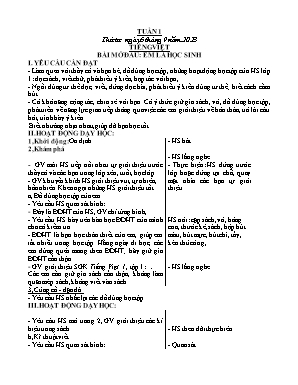Giáo án Các môn Lớp 1 - Tuần 1 - Năm học 2023-2024 - Lê Thị Phúc