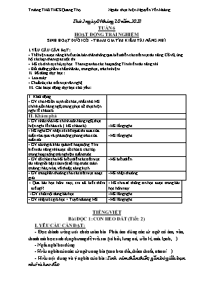 Giáo án Các môn Lớp 3 - Tuần 6 - Năm học 2023-2024 - Nguyễn Yến Hoàng
