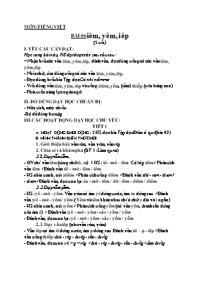 Giáo án các môn Tiếng Việt + Toán 1 - Tuần 9 - Nguyễn Thị Thanh Mai