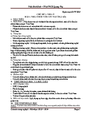 Giáo án Công nghệ 6 - Bài 1: Nhà ở đối với con người - Năm học 2023-2024 - Trần Đình Sinh