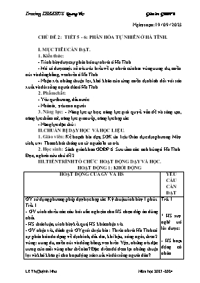 Giáo án Giáo dục địa phương 6 - Tuần 5+6 - Năm học 2023-2024 - Lê Thị Quỳnh Như