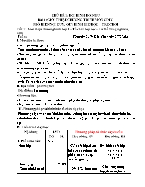 Giáo án Giáo dục thể chất 1 - Tiết 2: Tập hợp hàng dọc, dóng hàng, điểm số - Năm học 2023-2024 - Nguyễn Quang Cần