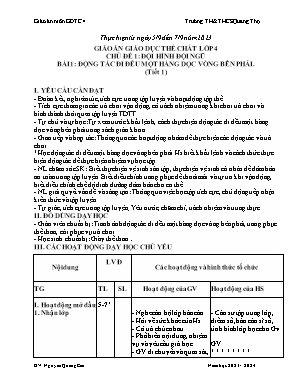 Giáo án Giáo dục thể chất 4 - Bài 1: Động tác đi đều một hàng dọc vòng bên phải (Tiết 1) - Năm học 2023-2024 - Nguyễn Quang Cần