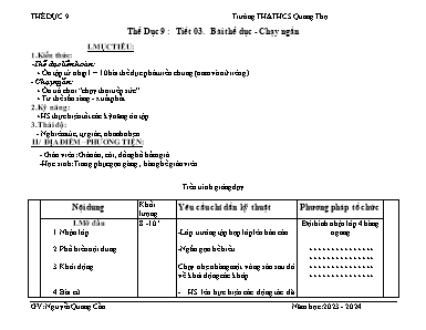 Giáo án Giáo dục thể chất 9 - Tuần 4 - Năm học 2023-2024 - Nguyễn Quang Cần