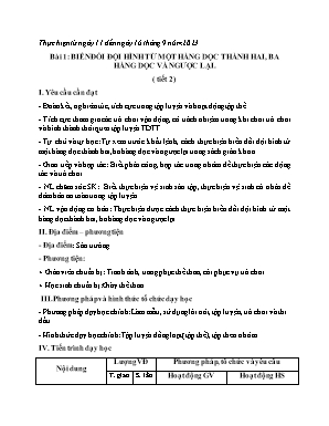 Giáo án Giáo dục thể chất Lớp 3 - Bài 1: Biến đổi đội hình từ một hàng dọc thành hai, ba hàng dọc và ngược lại trang - Năm học 2023-2024 - Nguyễn Quang Cần