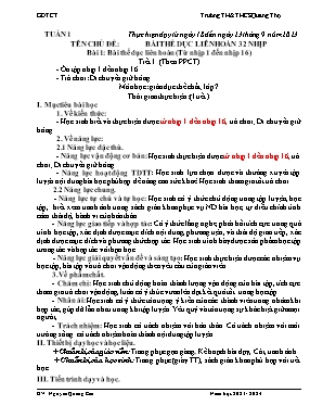Giáo án Giáo dục thể chất Lớp 7 - Tuần 1 - Năm học 2023-2024 - Nguyễn Quang Cần