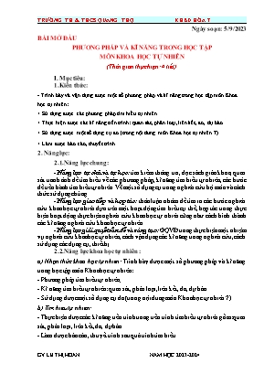 Giáo án Hóa học 7 - Tuần 1+2+3+4 - Năm học 2023-2024 - Lê Thị Hoàn