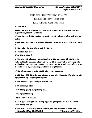 Giáo án Hoạt động trải nghiệm hướng nghiệp 7 - Chủ đề 1: Trường học của em (Tiết 1+3) - Năm học 2023-2024 - Đặng Thị Kim Huê