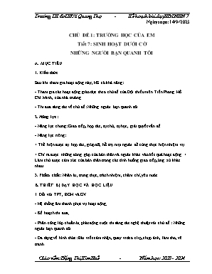 Giáo án Hoạt động trải nghiệm hướng nghiệp 7 - Chủ đề 1: Trường học của em - Năm học 2023-2024 - Đặng Thị Kim Huê