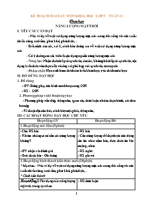 Giáo án Khoa học Lớp 5 - Tuần 21