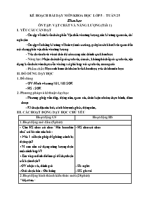 Giáo án Khoa học Lớp 5 - Tuần 25