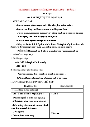 Giáo án Khoa học Lớp 5 - Tuần 31