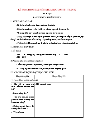 Giáo án Khoa học Lớp 5 - Tuần 32