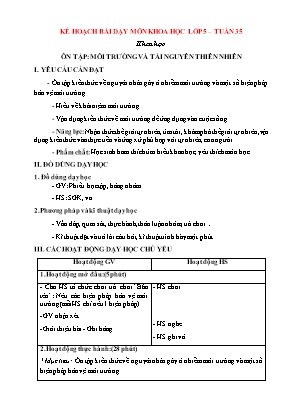 Giáo án Khoa học Lớp 5 - Tuần 35