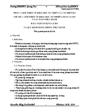 Giáo án Khoa học tự nhiên 6 - Phần 1 - Chủ đề 1 - Năm học 2023-2024 - Đặng Thị Kim Huê