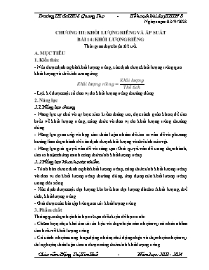 Giáo án Khoa học tự nhiên 8 - Chương III - Bài 14: Khối lượng riêng - Năm học 2023-2024 - Đặng Thị Kim Huê