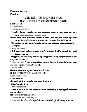 Giáo án Mĩ thuật 7 - Chủ đề 1 - Bài 1: Chân dung bộ đội - Năm học 2023-2024 - Ngô Sỹ Liên