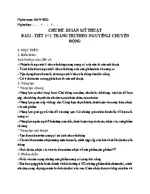 Giáo án Mĩ thuật 8 -Tuần 1 - Năm học 2023-2024 - Ngô Sỹ Liên