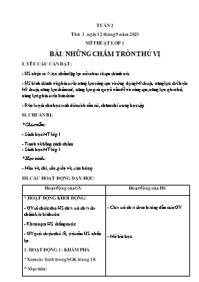 Giáo án Mĩ thuật + Đạo đức Tiểu học - Tuần 2 - Năm học 2023-2024 - Nguyễn Văn Cường