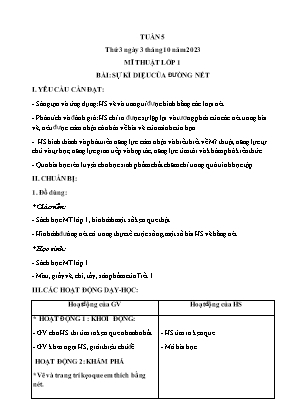 Giáo án Mĩ thuật + Đạo đức Tiểu học - Tuần 5 - Năm học 2023-2024 - Nguyễn Văn Cường
