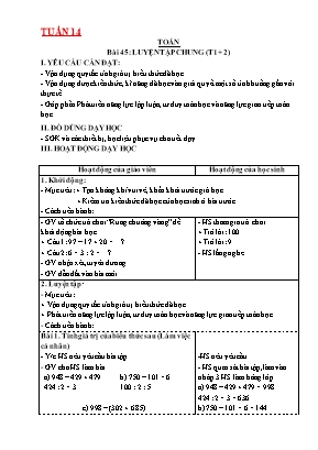 Giáo án môn học Lớp 3 - Tuần 14 - Nguyễn Thị Tuyết Hồng