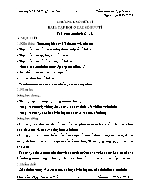 Giáo án môn Toán Lớp 7 - Chương 1: Số hữu tỉ - Bài 1: Tập hợp Q các số hữu tỉ - Năm học 2023-2024 - Đặng Thị Kim Huê