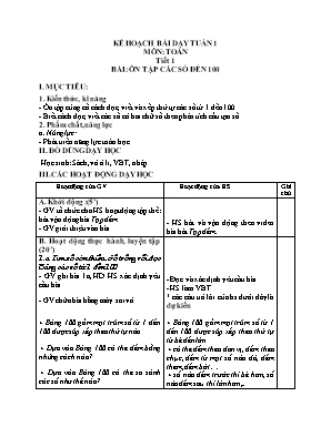 Giáo án môn Toán + Tiếng Việt Lớp 1 - Tuần 1