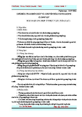 Giáo án Sinh học 7 (Chân trời sáng tạo) - Tuần 3+4 - Năm học 2023-2024 - Lê Thị Hoàn