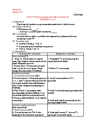 Giáo án Tiếng Anh 5 - Tuần 3 - Năm học 2023-2024 - Lê Khánh Ly