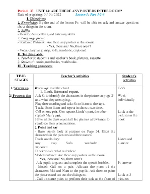 Giáo án Tiếng Anh học kì 2 Lớp 3 - Tuần 4 - Năm học 2021-2022 - Nguyễn Quang Thanh