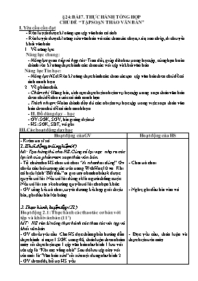 Giáo án Tin học Lớp 4 - Bài 7: Thực hành tổng hợp