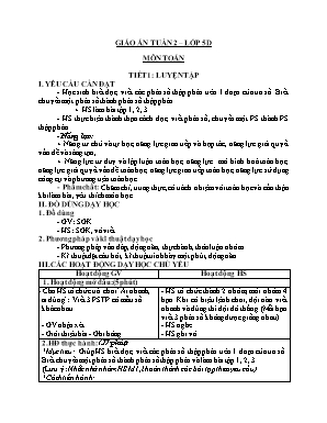 Giáo án Toán + Tiếng Việt Lớp 5 - Tuần 2