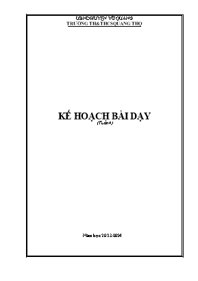 Kế hoạch bài dạy Âm nhạc Lớp 1 (Cánh diều) - Tuần 4 - Năm học 2023-2024 - Lê Quang Điện