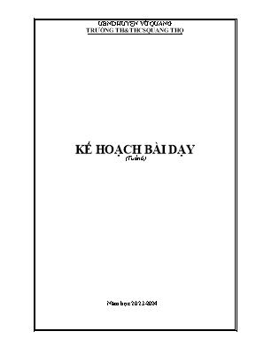 Kế hoạch bài dạy Âm nhạc Lớp 1 (Cánh diều) - Tuần 6 - Năm học 2023-2024 - Lê Quang Điện